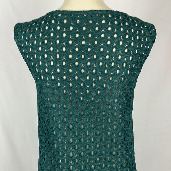Zara Woman Dark Green Sleeveless Eyelet Sheath Dress/Coverup - Size XS - Picture 6 of 8